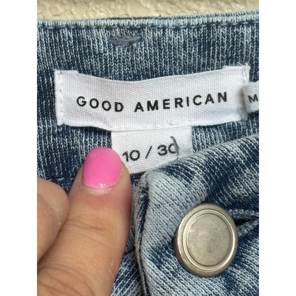 Good American Good Wide Leg Jeans Light Blue Acid Wash High Rise Denim 10/30 - Picture 5 of 9